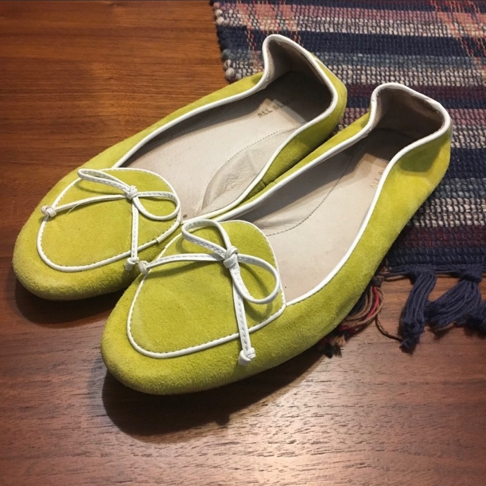 Anthro yellow suede loafers